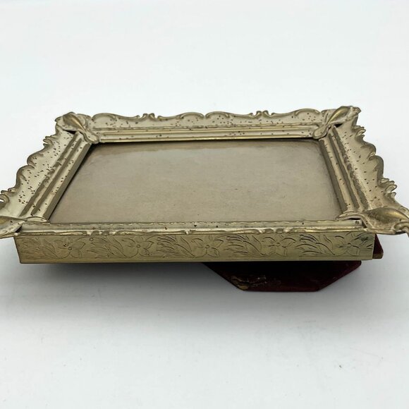 Scroll Edge Cream and Gold Tone Easel Back VTG 50s Easel Back Photo Frame 4 X 5 - Picture 5 of 5